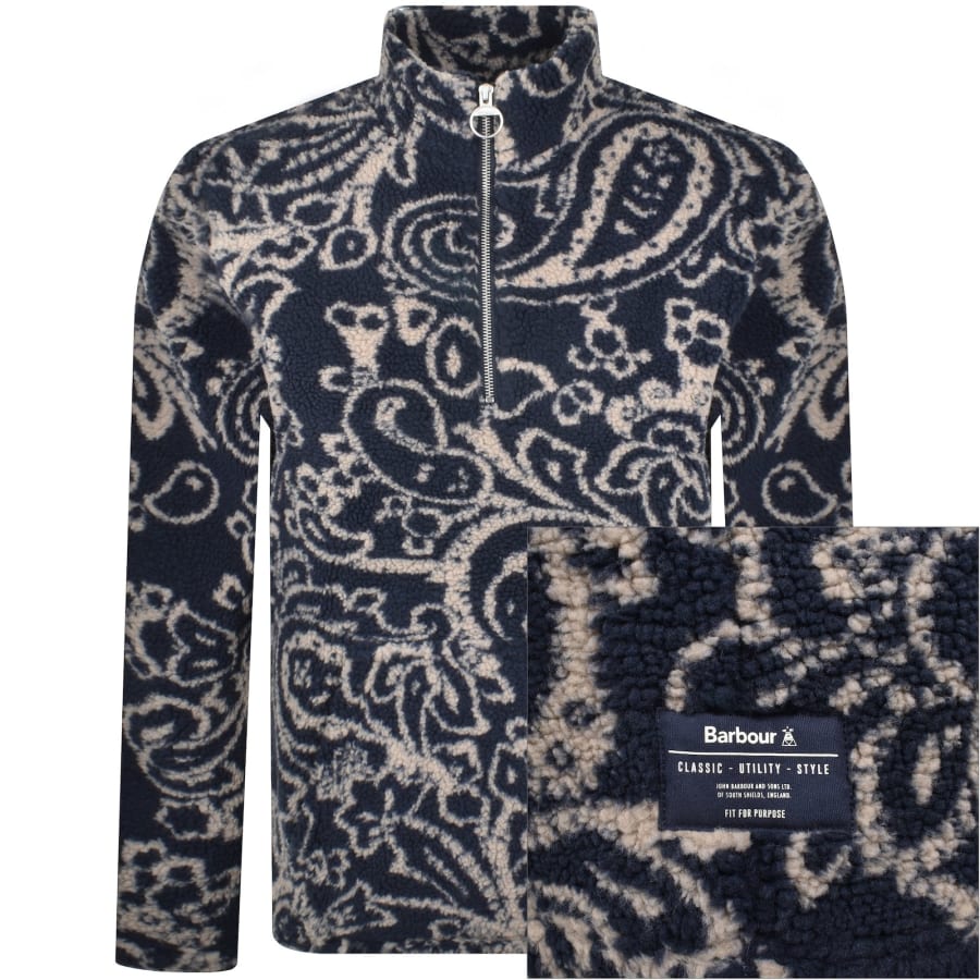 Barbour Fergus Half Zip Fleece Jacket Navy Mainline Menswear Ireland